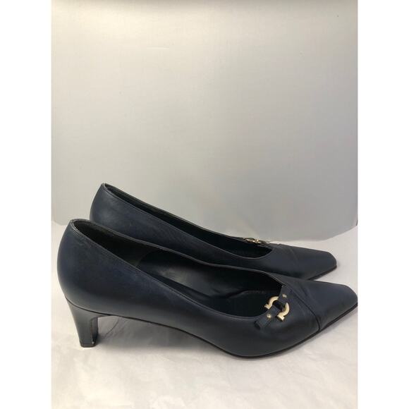 Salvatore Ferragamo Blue Leather Square Toe pump - Picture 6 of 11